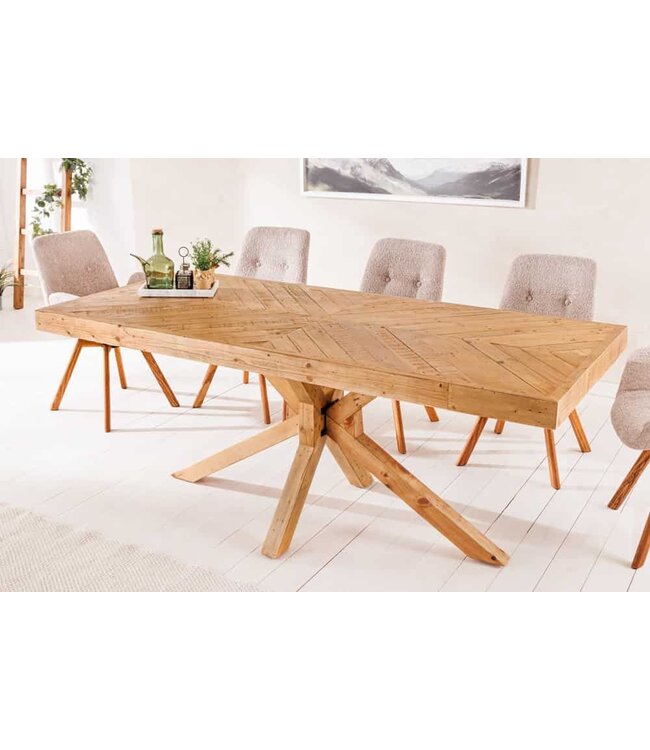 Invicta Interior Massief houten eettafel MOSAIC 200cm natuurlijk grenenhout gerecycled sterframe - 44090