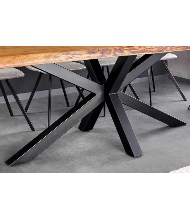 Invicta Interior Massief houten eettafel MAMMUT 200 cm Acacia zwart metalen boomrand 5 cm tafelblad - 43785