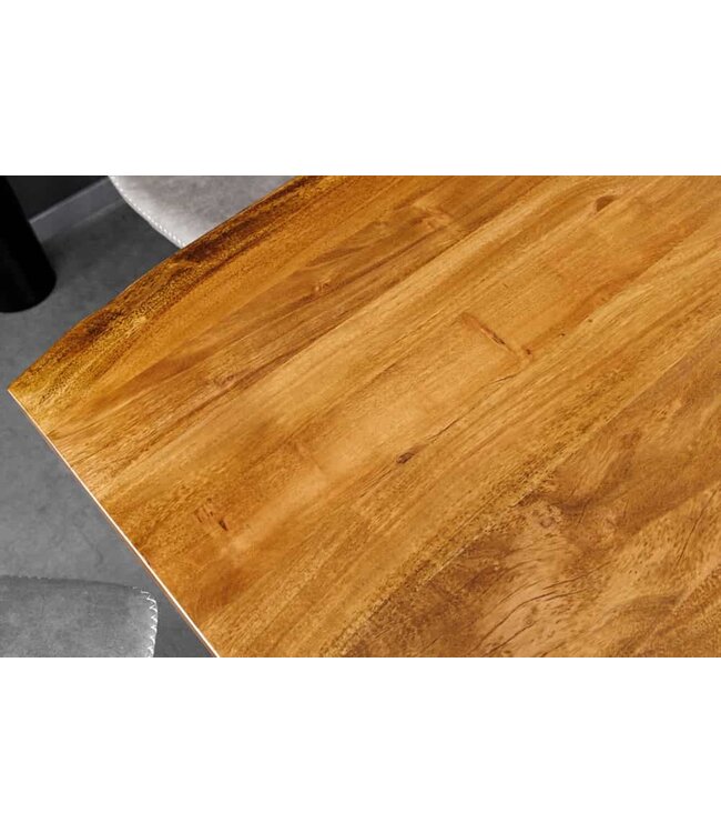 Invicta Interior Massief houten eettafel MAMMUT 200 cm Acacia zwart metalen boomrand 5 cm tafelblad - 43785