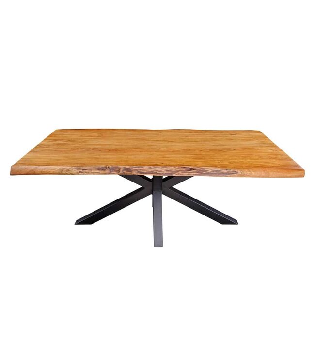 Invicta Interior Massief houten eettafel MAMMUT 200 cm Acacia zwart metalen boomrand 5 cm tafelblad - 43785