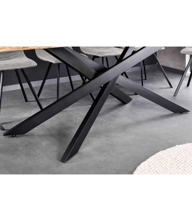 Invicta Interior Massief houten eettafel MAMMUT 200 cm Acacia zwart metalen boomrand 3,5 cm tafelblad - 43783