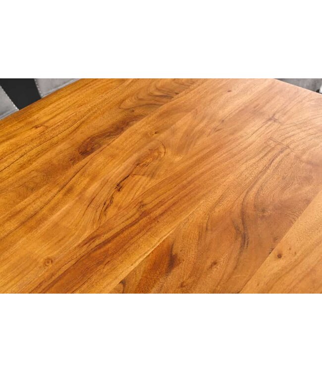 Invicta Interior Massief houten eettafel MAMMUT 200 cm Acacia zwart metalen boomrand 3,5 cm tafelblad - 43783