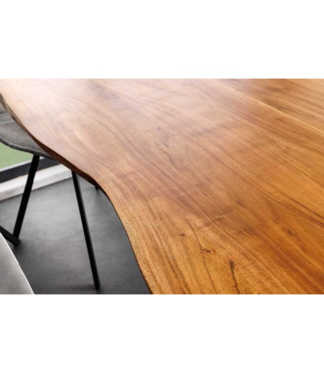 Invicta Interior Massief houten eettafel MAMMUT 200 cm Acacia zwart metalen boomrand 3,5 cm tafelblad - 43783