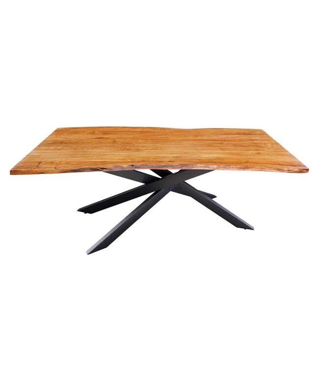 Invicta Interior Massief houten eettafel MAMMUT 200 cm Acacia zwart metalen boomrand 3,5 cm tafelblad - 43783