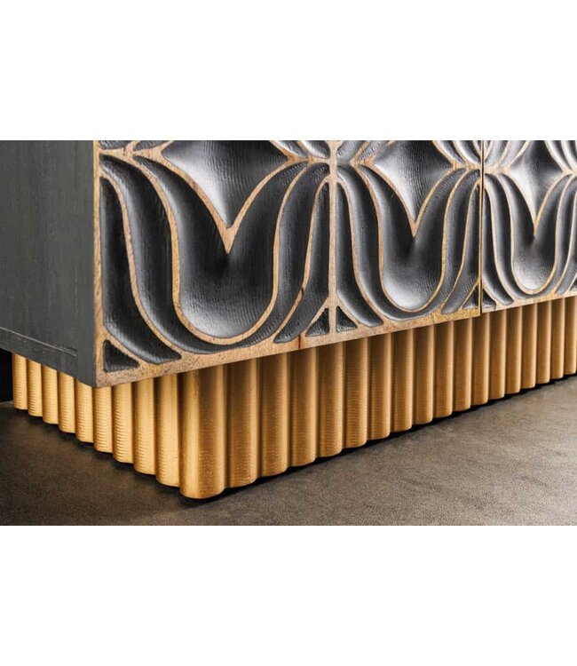 Invicta Interior Handgemaakt dressoir PIAZZA SAN MARCO 180 cm grijsgoud massief mangohout 3D-ontwerp - 44319