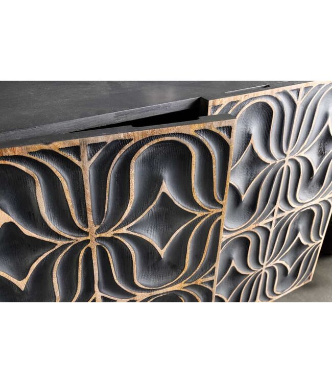 Invicta Interior Handgemaakt dressoir PIAZZA SAN MARCO 180 cm grijsgoud massief mangohout 3D-ontwerp - 44319