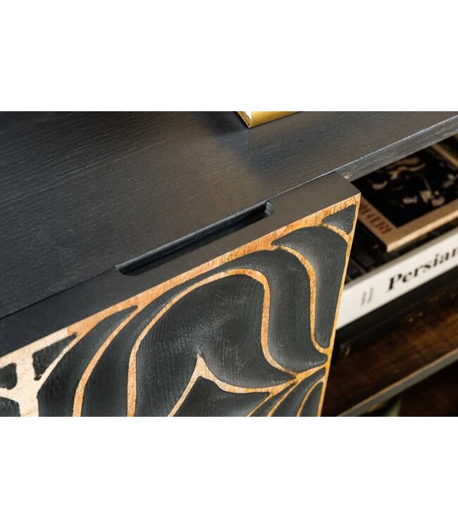 Invicta Interior Handgemaakt dressoir PIAZZA SAN MARCO 180 cm grijsgoud massief mangohout 3D-ontwerp - 44319