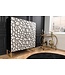Invicta Interior Massief houten highboard VULCANO 120cm wit zwart mangohout met 3D houtsnijwerk handgemaakt metalen frame goud - 44645