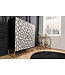 Invicta Interior Massief houten highboard VULCANO 120cm wit zwart mangohout met 3D houtsnijwerk handgemaakt metalen frame goud - 44645
