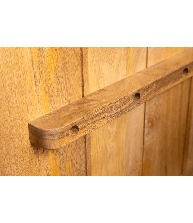 Invicta Interior Massief houten highboard VULCANO 120cm wit zwart mangohout met 3D houtsnijwerk handgemaakt metalen frame goud - 44645