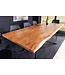 Invicta Interior Massief houten eettafel MAMMUT 200cm zwart acacia 3,5cm tafelblad boomrand - 44058