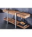 Invicta Interior Massief houten wandtafel BARRACUDA 140cm bruin teakzilver RVS verchroomd met lades - 43615