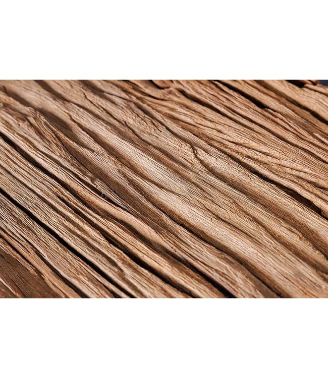 Invicta Interior Massief houten wandtafel BARRACUDA 140cm bruin teakzilver RVS verchroomd met lades - 43615