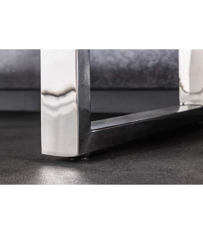 Invicta Interior Massief houten wandtafel BARRACUDA 140cm bruin teakzilver RVS verchroomd met lades - 43615