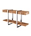 Invicta Interior Massief houten wandtafel BARRACUDA 140cm bruin teakzilver RVS verchroomd met lades - 43615