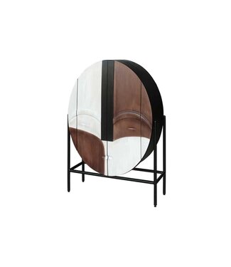 Invicta Interior Massief houten dressoir VOODOO 120cm bruin wit zwart mangohout ovaal metalen frame - 44487