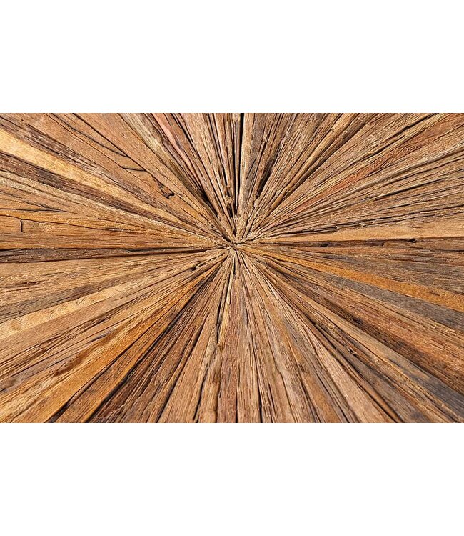 Invicta Interior Ronde eettafel BARRACUDA 120cm bruin teakhout massief hout glazen blad zilver RVS verchroomd - 43622