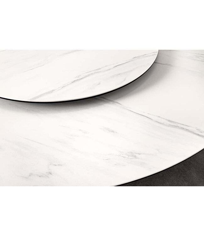 Invicta Interior Ronde eettafel SPIN 150cm wit met 360° draaibaar serveerbord marmer keramiek zwart - 44225