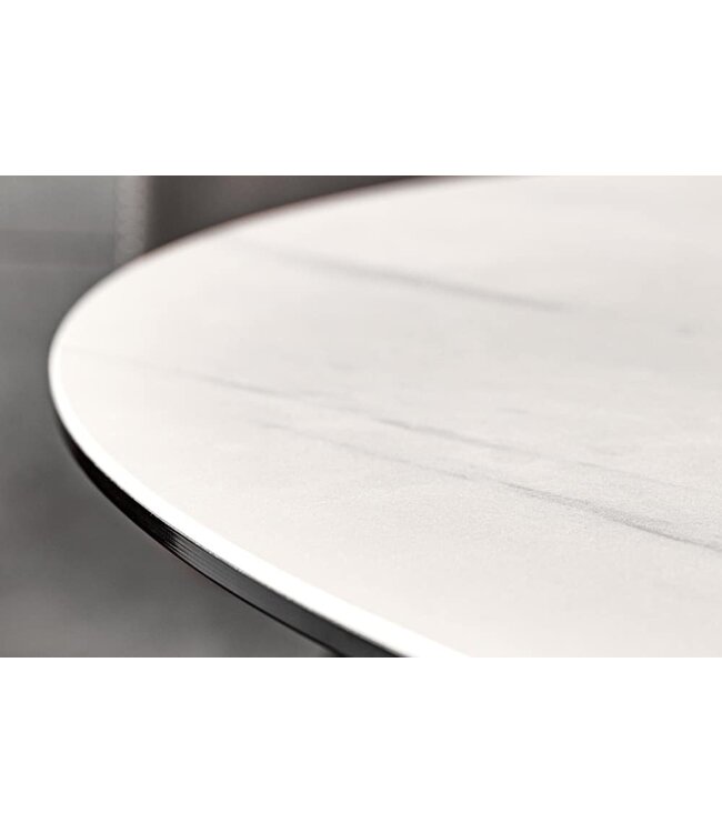 Invicta Interior Ronde eettafel SPIN 150cm wit met 360° draaibaar serveerbord marmer keramiek zwart - 44225