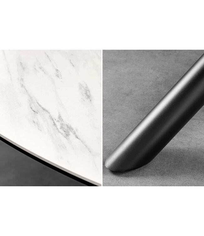 Invicta Interior Ronde eettafel SPIN 150cm wit met 360° draaibaar serveerbord marmer keramiek zwart - 44225