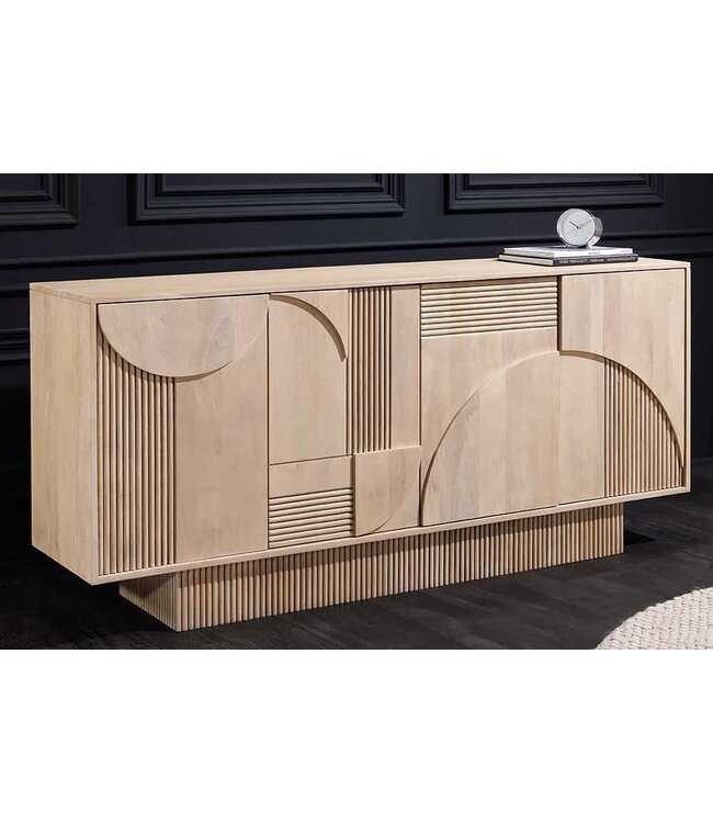 Invicta Interior Design dressoir ART DECO 170 cm wit gelimineerd massief mangohout 3D front - 44060