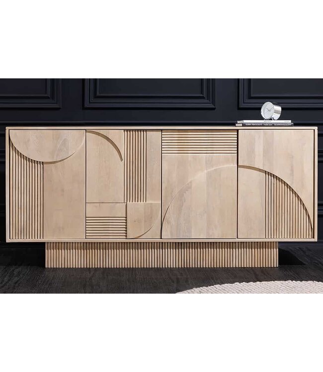 Invicta Interior Design dressoir ART DECO 170 cm wit gelimineerd massief mangohout 3D front - 44060
