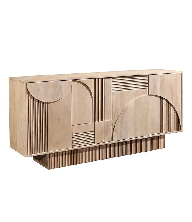 Invicta Interior Design dressoir ART DECO 170 cm wit gelimineerd massief mangohout 3D front - 44060