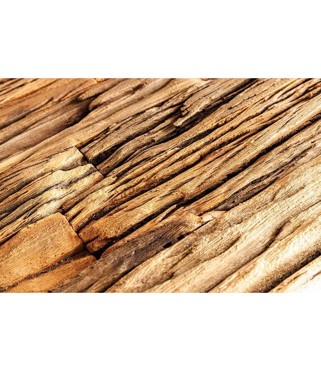 Invicta Interior Massief houten plank BARRACUDA 185cm bruin teakhout zilver roestvrij staal verchroomde boekenkast - 43616