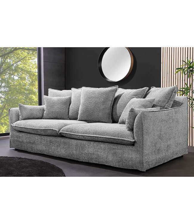 Invicta Interior Grote 3-zitsbank HEAVEN 200 cm grijze bouclé veerbank - 44190