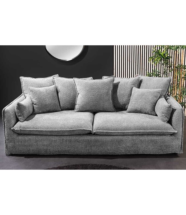 Invicta Interior Grote 3-zitsbank HEAVEN 200 cm grijze bouclé veerbank - 44190