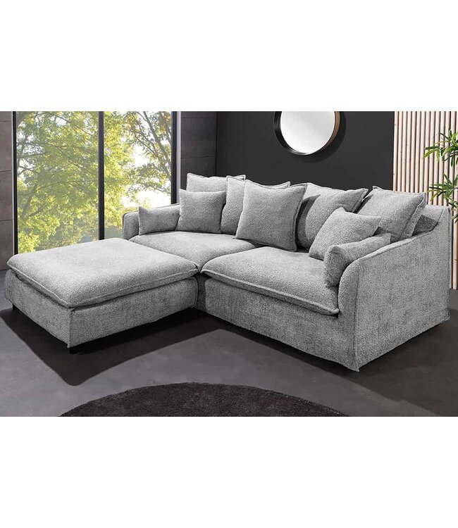 Invicta Interior Grote 3-zitsbank HEAVEN 200 cm grijze bouclé veerbank - 44190
