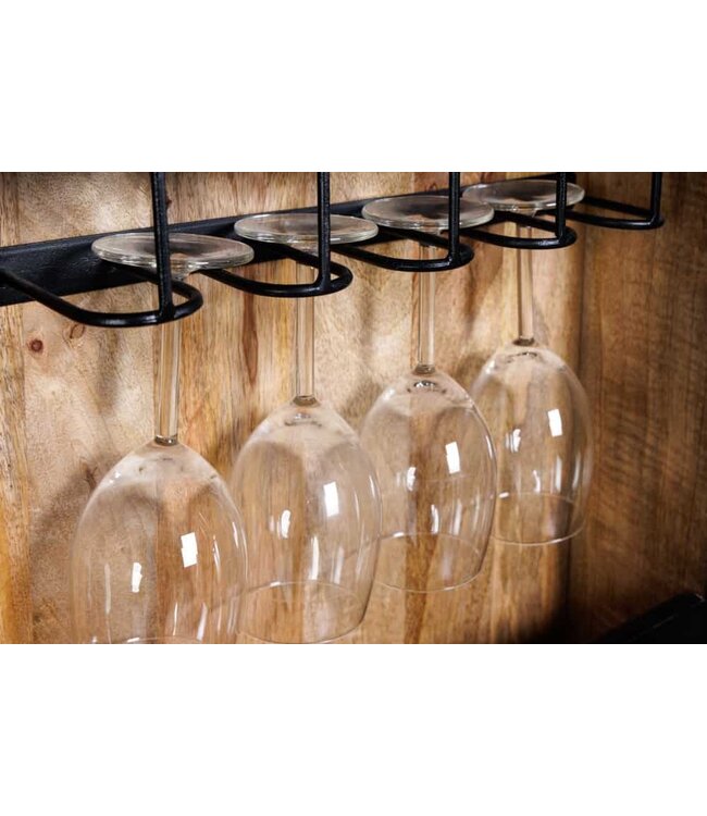 Invicta Interior Massieve XXL barkast MANDALA 140 cm mangohout zwart goud metalen frame snijwerk - 41106