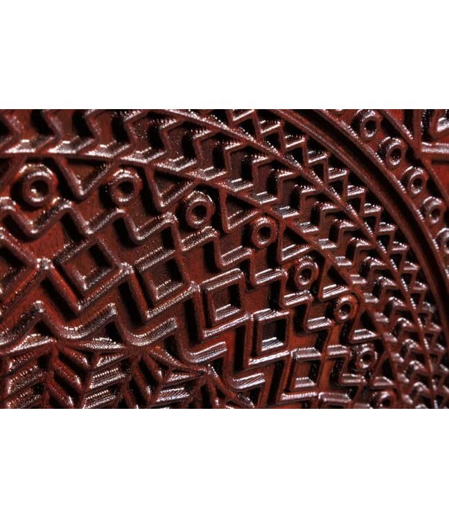 Invicta Interior Massieve XXL barkast MANDALA 140 cm mangohout zwart goud metalen frame snijwerk - 41106