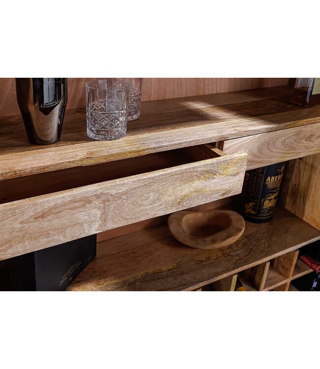 Invicta Interior Handgemaakte barkast GOLDEN SUNSET 140cm zwartgoud massief mangohout - 44252