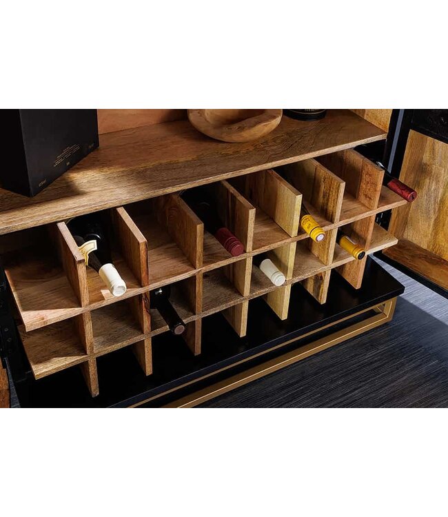 Invicta Interior Handgemaakte barkast GOLDEN SUNSET 140cm zwartgoud massief mangohout - 44252