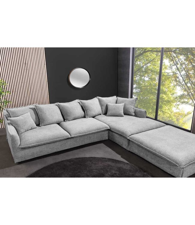 Invicta Interior Grote hoekbank HEAVEN 255 cm grijze bouclé lentebank - 44192