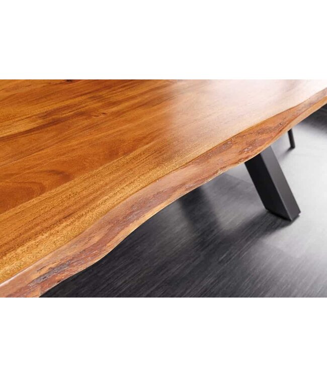 Invicta Interior Massief houten eettafel MAMMUT 300 cm Acacia X-Frame zwart metalen boomrand 6 cm tafelblad - 43782