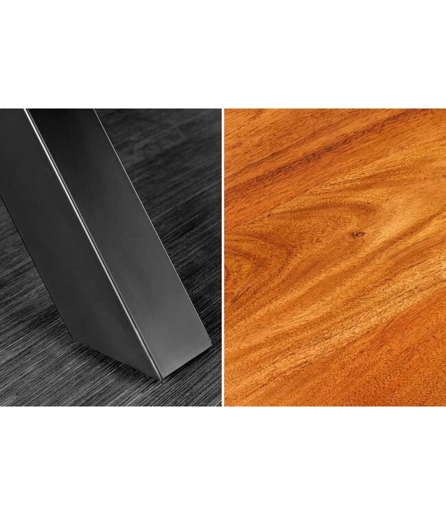Invicta Interior Massief houten eettafel MAMMUT 300 cm Acacia X-Frame zwart metalen boomrand 6 cm tafelblad - 43782