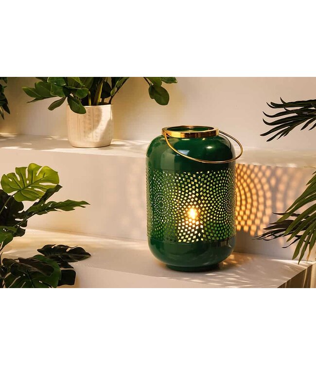 Invicta Interior Decoratieve lantaarn CANDLELIGHT 30cm edele groene metalen handgemaakte lantaarn - 43829