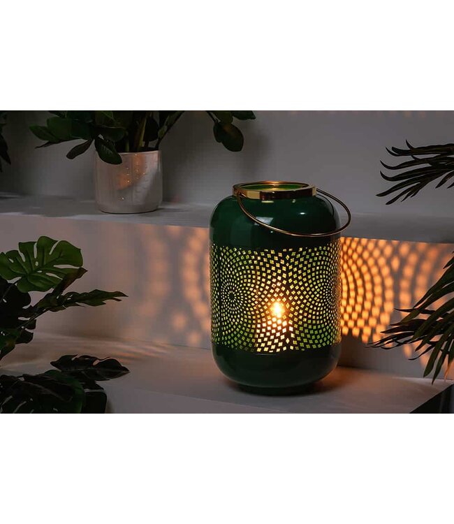 Invicta Interior Decoratieve lantaarn CANDLELIGHT 30cm edele groene metalen handgemaakte lantaarn - 43829