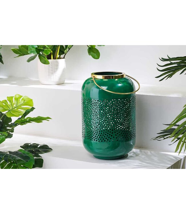 Invicta Interior Decoratieve lantaarn CANDLELIGHT 30cm edele groene metalen handgemaakte lantaarn - 43829
