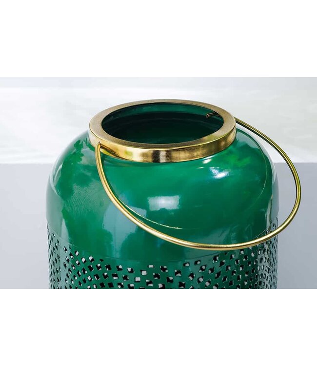 Invicta Interior Decoratieve lantaarn CANDLELIGHT 30cm edele groene metalen handgemaakte lantaarn - 43829