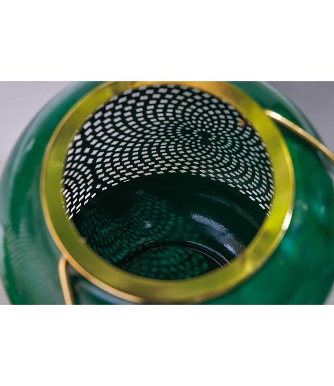 Invicta Interior Decoratieve lantaarn CANDLELIGHT 30cm edele groene metalen handgemaakte lantaarn - 43829