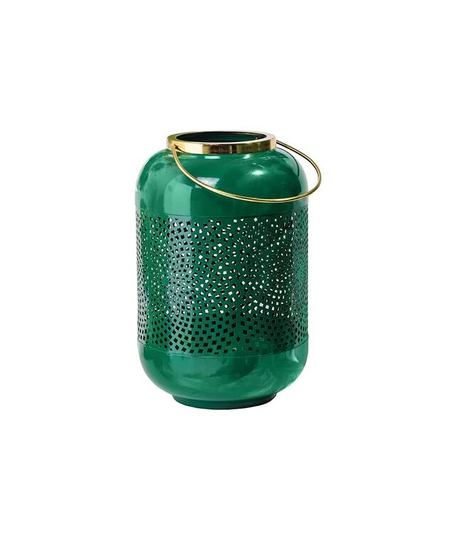 Invicta Interior Decoratieve lantaarn CANDLELIGHT 30cm edele groene metalen handgemaakte lantaarn - 43829