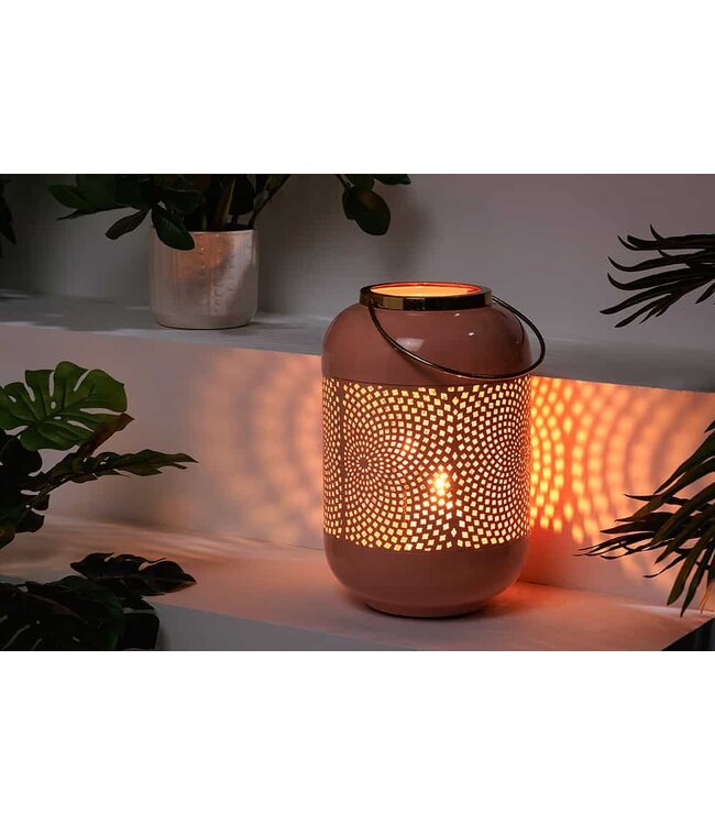Invicta Interior Decoratieve lantaarn CANDLELIGHT 30cm pastel-roze metalen handgemaakte lantaarn - 43830