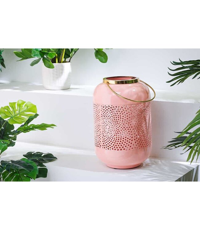 Invicta Interior Decoratieve lantaarn CANDLELIGHT 30cm pastel-roze metalen handgemaakte lantaarn - 43830