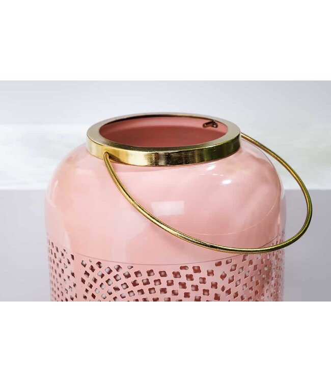 Invicta Interior Decoratieve lantaarn CANDLELIGHT 30cm pastel-roze metalen handgemaakte lantaarn - 43830
