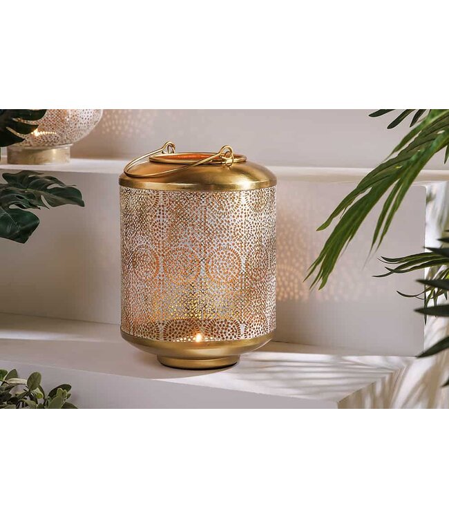 Invicta Interior Deco lantaarn ORIENT 25cm goud metaal met patina handgemaakte lantaarn - 43826