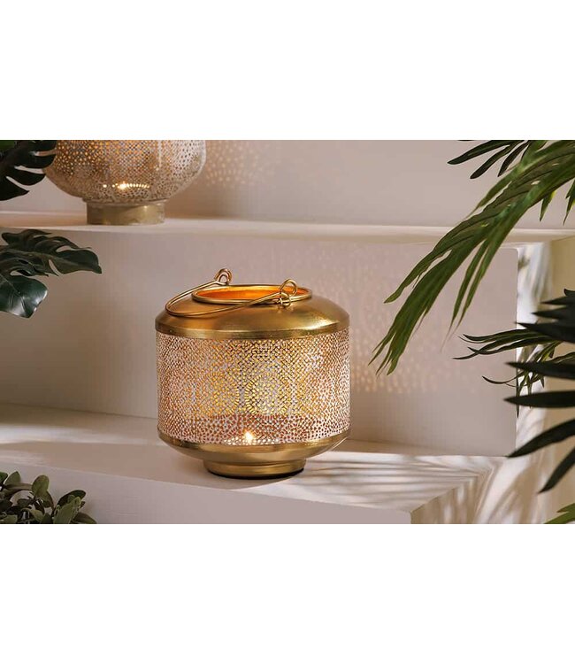Invicta Interior Decoratieve lantaarn ORIENT 20cm goud metaal met patina handgemaakte lantaarn - 43825
