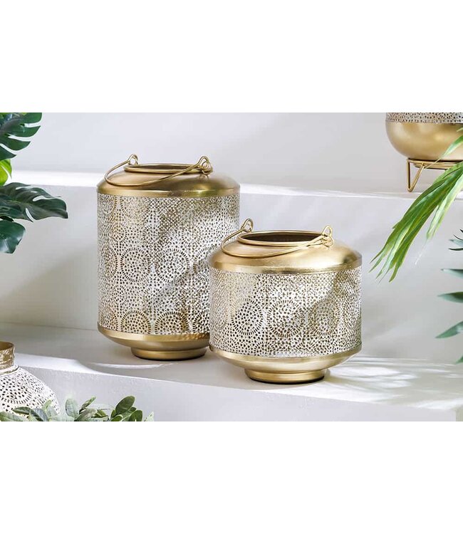 Invicta Interior Decoratieve lantaarn ORIENT 20cm goud metaal met patina handgemaakte lantaarn - 43825